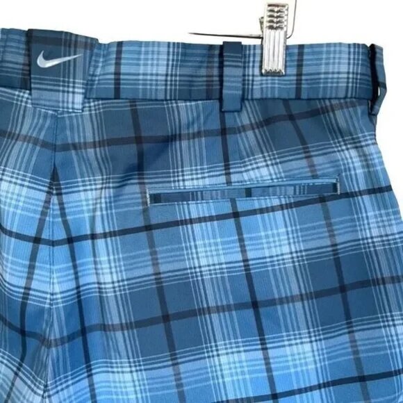 Nike Golf Shorts Mens 34 Blue Athletic Dri-Fit Plaid Flat Front MSRP $69 - Picture 3 of 12